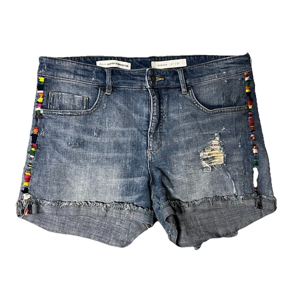 Anthropologie Blue Jean Shorts with Colorful Accents
